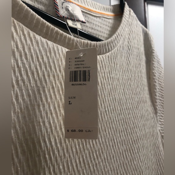 NWT Anthropologie Ivory Shimmer Tee Blouse Shirt ✨ - Picture 3 of 6